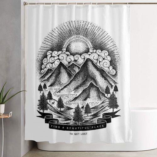 Find A Beautiful Place To Get Lost White Shower Curtain Set For Bathroom Decor Best Gift For Friends find a beautiful place to get lost white shower curtain 0