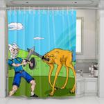 finn with sword another style adventure time shower curtains 0