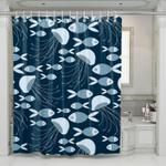 fish and jellyfish dark theme shower curtains 0