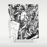 fish drawing shower curtain 0