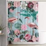 flamingo paradise shower curtain 0