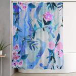 floral marble swirl shower curtain 0