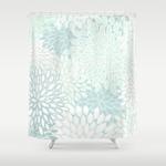 floral prints soft teal mint green and white modern print art shower curtain 0