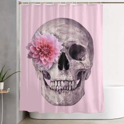 Flower Skull Shower Curtain Set Bathroom Set For Bathroom Decor Best Gift For Friends