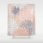 flowers abstract print coral peach gray shower curtain 0