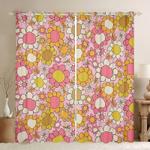 flowers blooming pink background shower curtain floral gift to daughter blackout window curtains 100 polyester 41 7 107 9 0