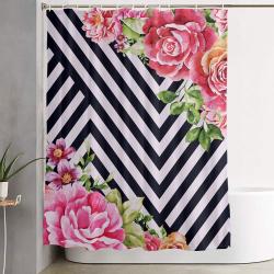 Flowers Geometric Shower Curtain Set Bathroom Set For Bathroom Decor Best Gift For Friends