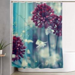 Flowers On Blue Shower Curtain Set Bathroom Set For Bathroom Decor Best Gift For Family Members