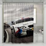 follow the car racing in arena shower curtains 0