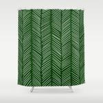 forest green herringbone shower curtain 0