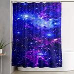 fox fur nebula galaxy blue purple shower curtain 0