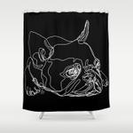 french bulldog puppy one line drawing shower curtain 0