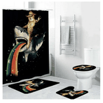 funny cat riding rainbows shark bathroom sets shower curtain sets 0