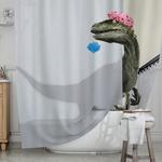 funny dinosaur raptor waterproof polyester shower curtain for bathroom 0