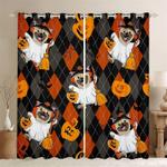 funny dog halloween ghost costume pumpkin halloween dog mom gift blackout window curtains 100 polyester 41 7 107 9 0