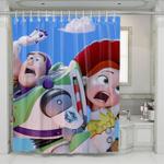 funny face of buzz and friend shower curtains 0