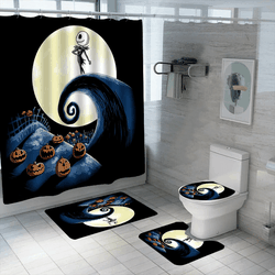 Funny Nightmare Before Christmas Shower Curtain Set For Bathroom Decor