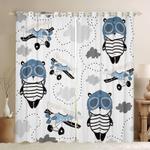funny panda pilot cartoon window curtain panda bears chibi home decor blackout window curtains 100 polyester 41 7 107 9 0