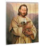 funny saint k holding baby y waterproof shower curtain set for bathroom decor gift 0