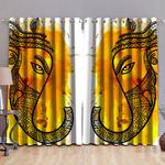 ganesha hindu god curtain yellow mandala elephant art africa elephant lovers blackout window curtains 100 polyester 417 1079 0