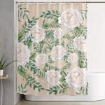 garden roses mandala pink green cream shower curtain 0