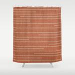 geometric art colorful stripes mudcloth terracotta shower curtain 0