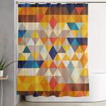 geometric triangle ethnic inspired pattern orange blue shower curtain 0