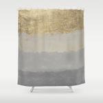 geometrical ombre glacier gray gold watercolor shower curtain 0