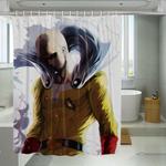 get angry saitama one punch man shower curtains 0