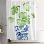 ginger jar monstera shower curtain 0