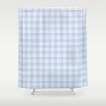 gingham pattern blue shower curtain 0