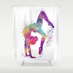 girl gymnastics tumbling watercolor shower curtain 0