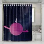 girl upon the galaxy shower curtains 0