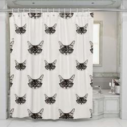 Glasses Cat Pattern Shower Curtain Set Bathroom Set For Bathroom Decor Best Gift For Friends