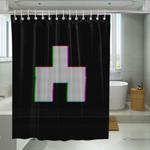 glitch black mirror sign shower curtains 0