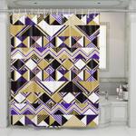 glitch square pattern abstract shower curtains 0