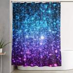 glitter galaxy stars turquoise blue purple hot pink ombre shower curtain 0