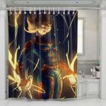 glowing captain marvel shower curtains 0