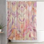 glowing coral and amethyst art deco pattern shower curtain 0