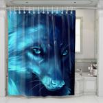 glowing wolf painting shower curtains 0