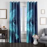 glowing wolf painting window curtains 0
