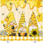 gnome bee shower curtain spring summer daisy sunflower floral shower curtain yellow buffalo plaid shower curtain set 0