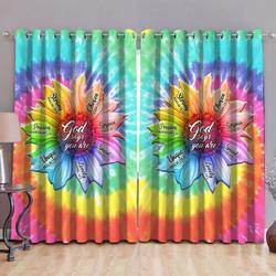 God Says You Are Curtains Dyecolor Sunflowers Christian Printed Gift