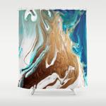 gold abstract flow painting shower curtain 0