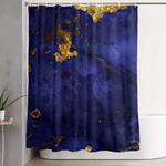 gold blue indigo malachite marble shower curtain 0