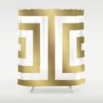 gold greek stripes shower curtain 0