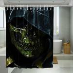 gold skull mask death stranding shower curtains 0
