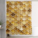 gold trendy glitter mermaid scales shower curtain 0
