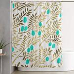 gold turquoise olive branches shower curtain 0