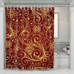 golden floral maroon luxury shower curtains 0
